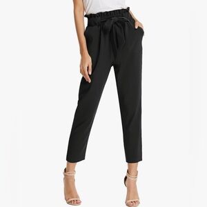 GRACE KARIN Women's Cropped Paper Bag Waist Pants with Pockets- NEW